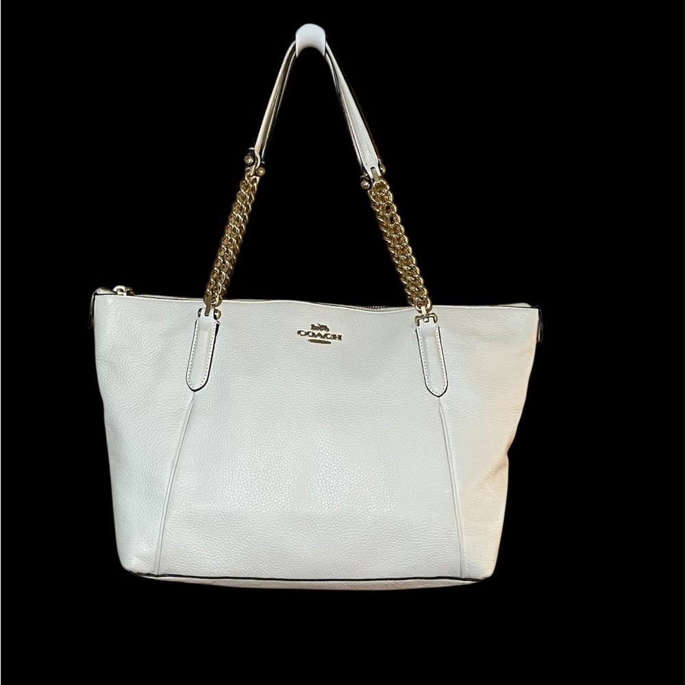 Coach Ava Gold and White Tote Bag EUC